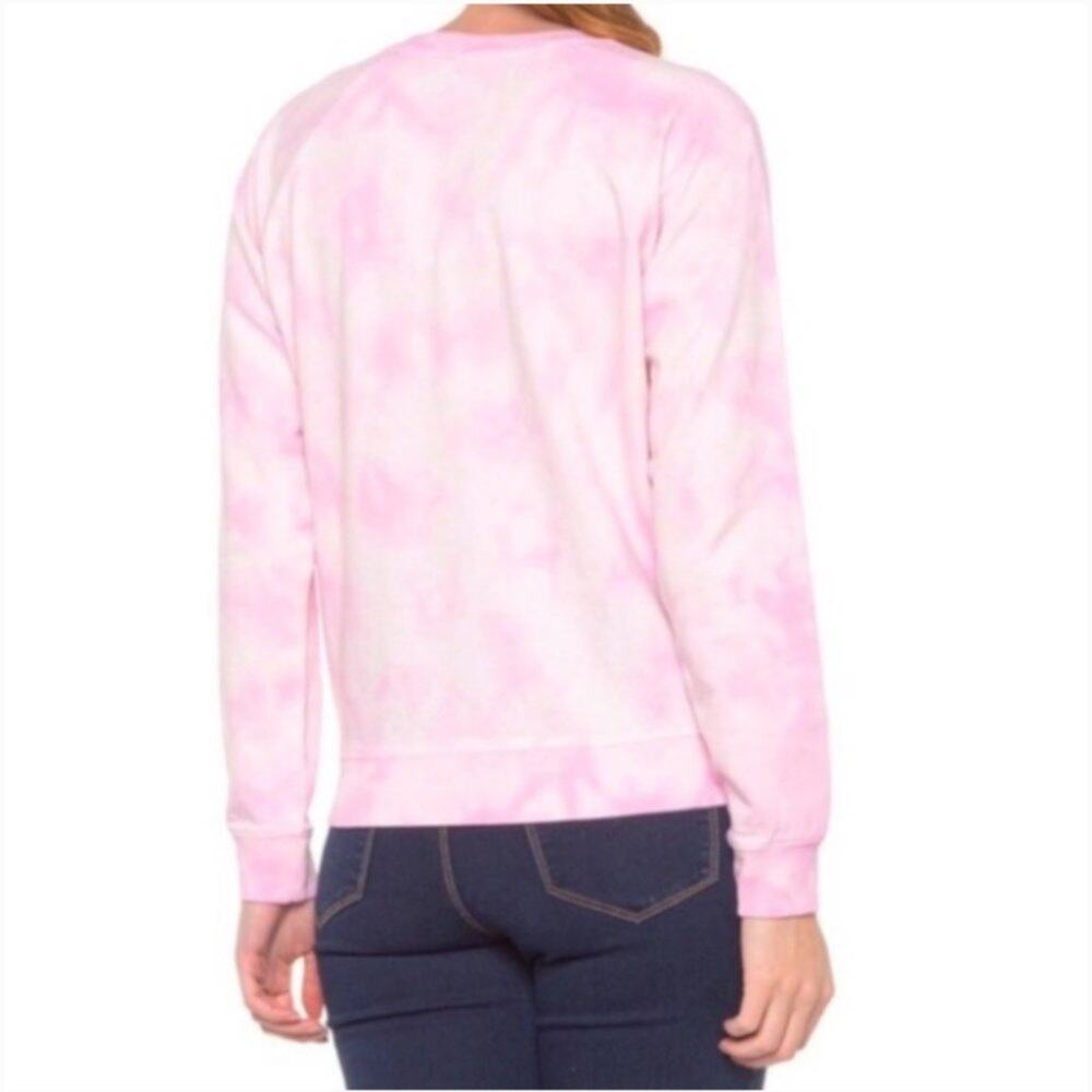 Lucky Brand Tie Dye Sweatshirt Medium Pink Pullover Crew Neck Casual Cozy NEW - Picture 11 of 11